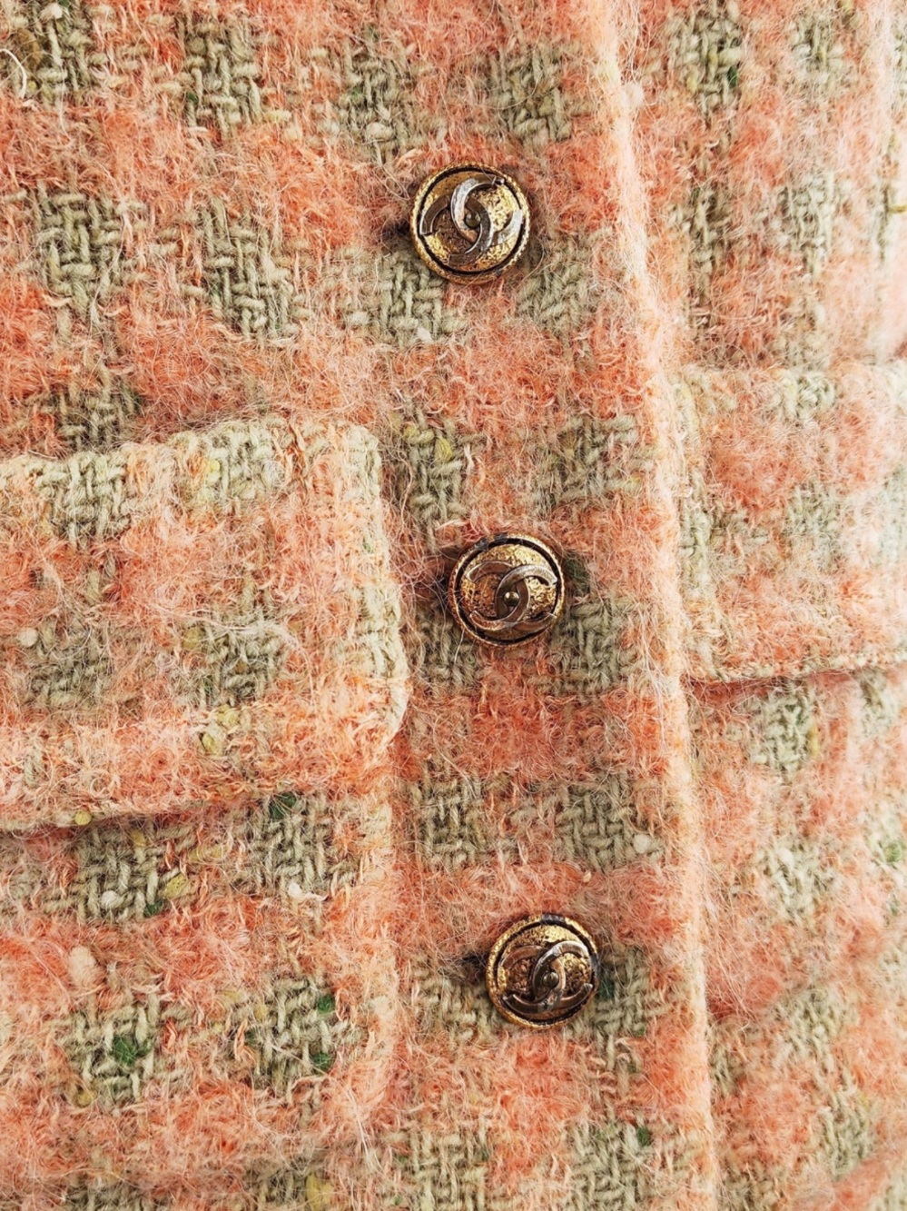 B. Altman & Co Salmon & Green Tweed Suit, blazer skirt ca. 1966 - Picture 14 of 14
